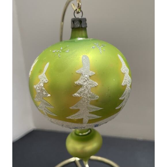 Vintage Original Cap Poland Teardrop Double Ball Mica Glass Ornament. Large 4.5” - Picture 4 of 6